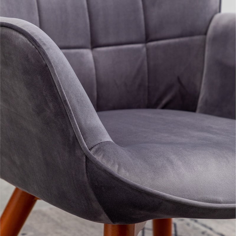 Carson Carrington Aasen Silky Velvet Tufted Accent Chair with Ottoman