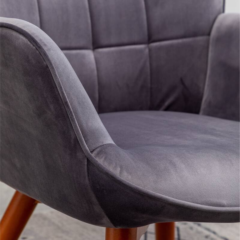 Contemporary Silky Velvet Tufted Accent Chair with Ottoman