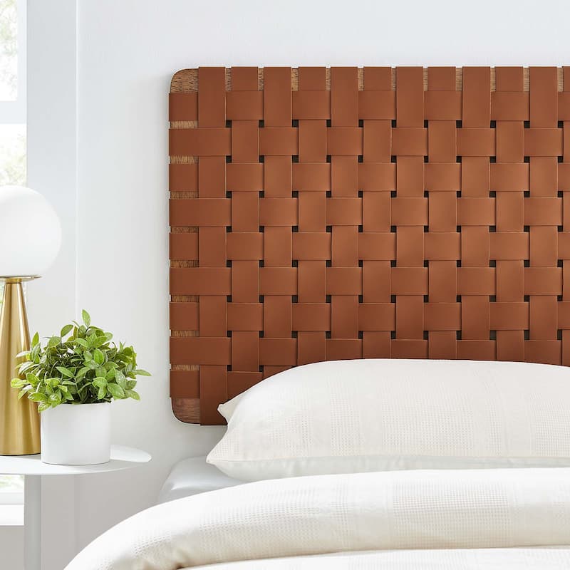 Sparta Wall-Mount Twin/Full/Queen/King Vegan Leather Weave Headboard