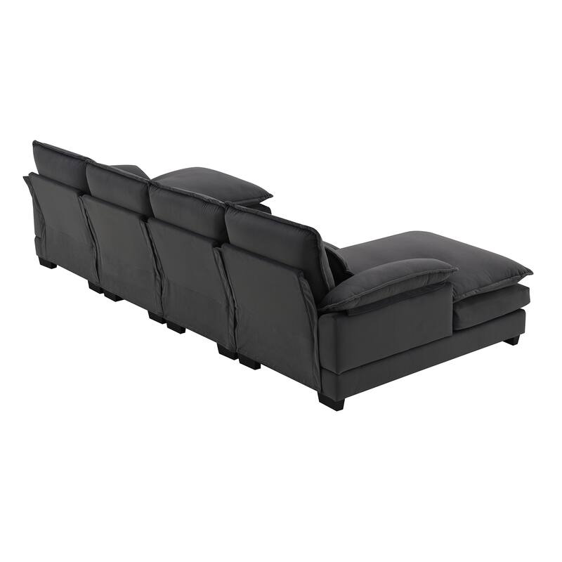 109.8" U-Shaped Sofa with Double Chaise, 6-Seater with Pillows for Living Room