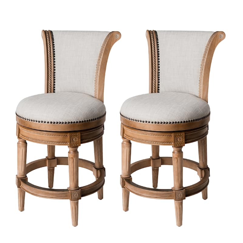 Maven Lane 26" Pullman Swivel Counter Height Kitchen Stool - Set of 2 - Weathered Oak