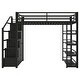 preview thumbnail 9 of 11, Full Size Metal Loft Bed with Storage Shelves & Cabinets, Space-Saving Heavy Duty Loft Bed Frame with Wardrobe & Staircase