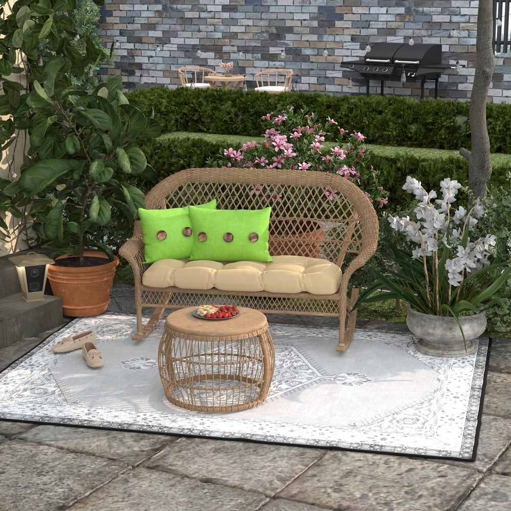 20" x 13" Outdoor Lumbar Pillow with Buttons - Set of 2 - 13'' L x 20'' W x 6'' H