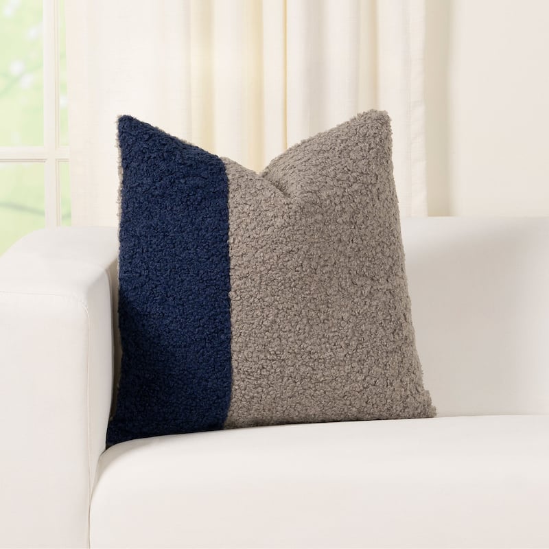 Tiffany Duet Patch Boucle Textured 20" Throw Pillow - Indigo