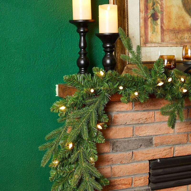 Glitzhome 9ft Christmas Garlands & 3ft Teardrop With Strawberry LED Lights
