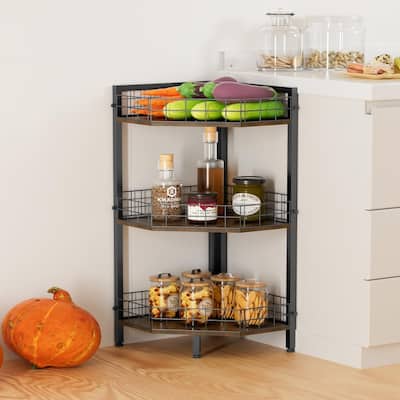 3 Tier Corner Shelf Stand for Kitchen - 12.7"D x 12.7"W x 31.2"H