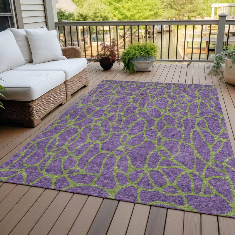Machine Washable Indoor/ Outdoor Contemporary Chantille Rug - Purple - 5' x 7'6"