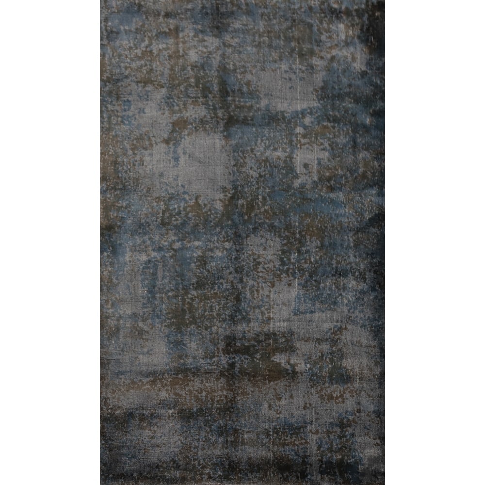 Hand Knotted Oriental Viscose Silk Carpet Modern Abstract Greys & Charcoal Abstract Area Rug - 6' 0'' X 4' 0''