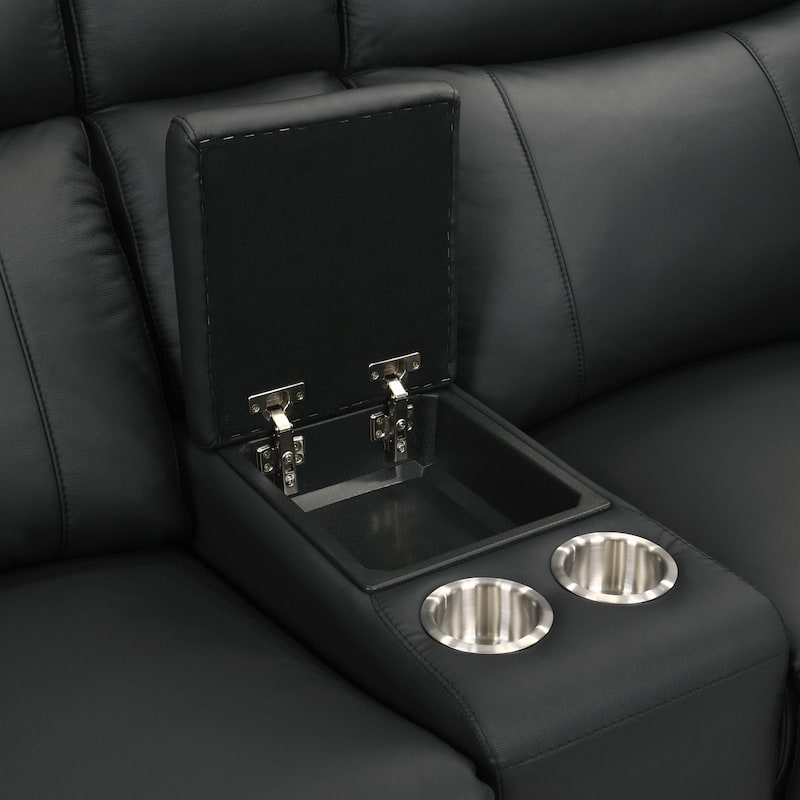 Furniture of America Joren Modern FSC Certified Leather Match Power Recline Sectional with Console and USB Port