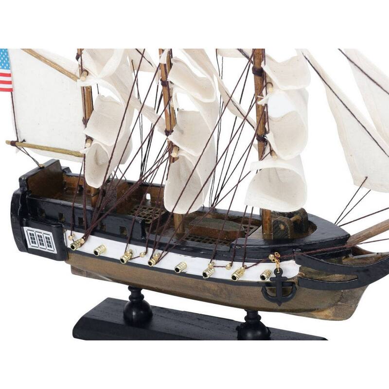12" Wooden USS Constitution Limited Tall Ship Model Ideal Addition to Desk, Shelf or Table - 12" L x 2" W x 9" H