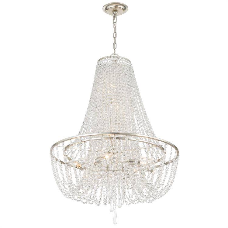 Arcadia 9 Light Antique Silver Chandelier - 24"W x 36.5"H
