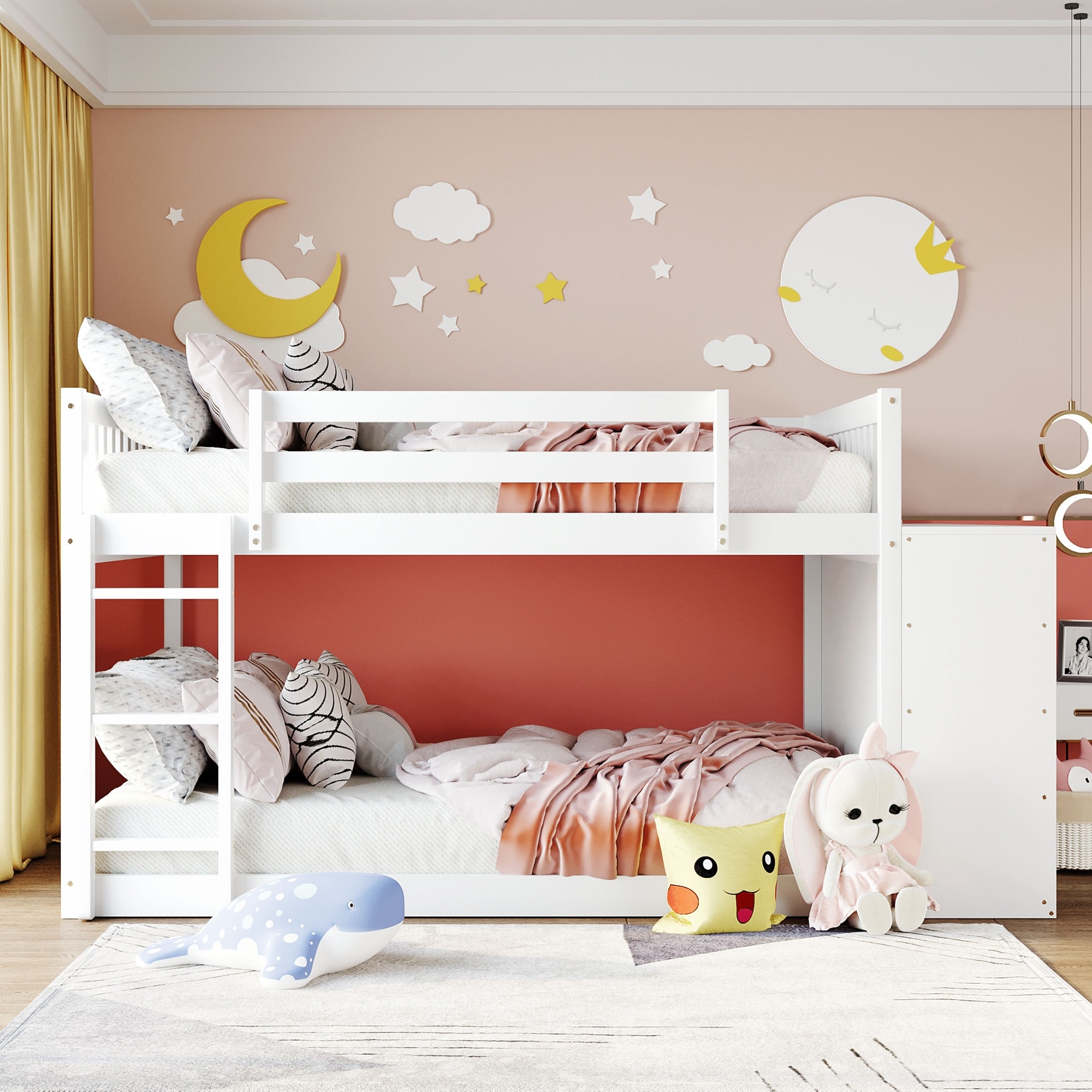 Twin Over Full Bunk Beds with 2 Drawers and 3 Hooks Wood Storage Bunk Beds with Whiteboard and Ladder for Girls Boys Teens Bed Bath Beyond 39020304