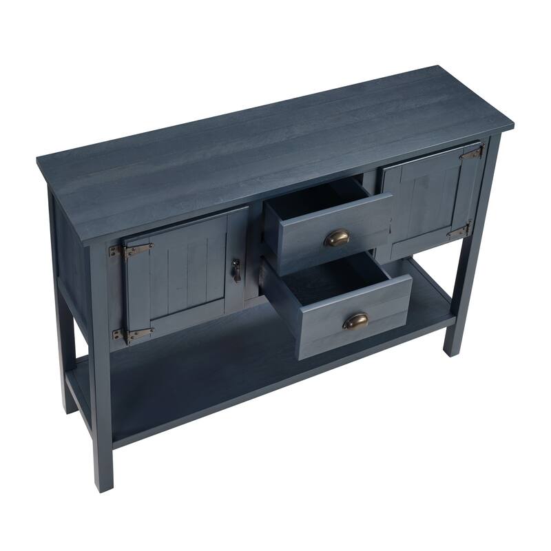 Solid Wood Sideboard Console Table with Drawers Cabinets and Bottom Shelf