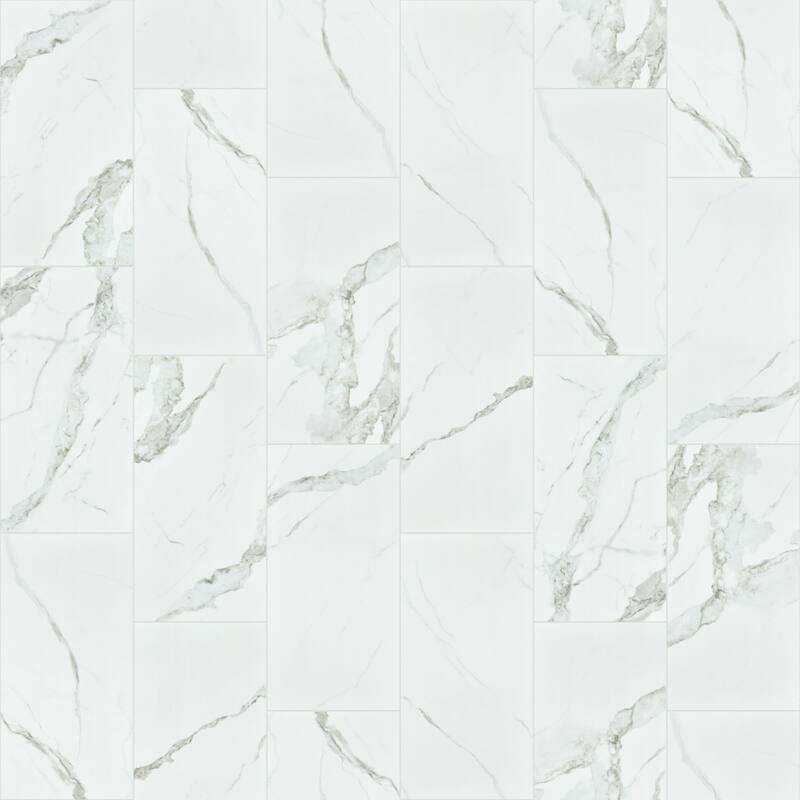 Shaw Range - 12" x 24" Rectangle Floor Tile - Polished Marble Visual - - Statuario