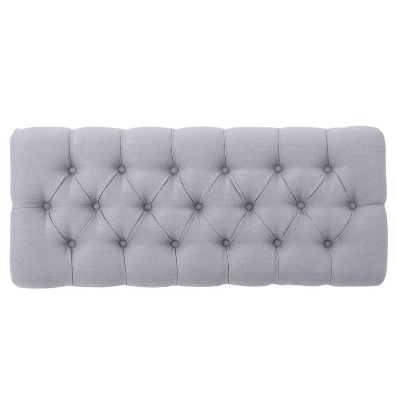 Roomfitters Tufted Upholstered Ottoman Bench with Curved Wood Legs, Entryway Accent Seat for Living Room or Bedroom