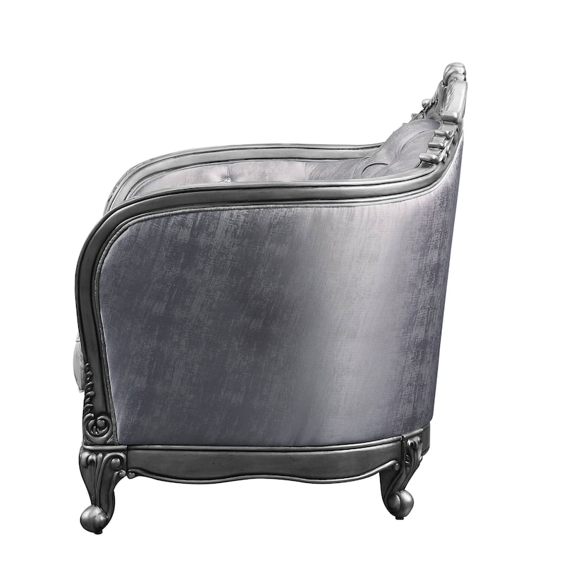 Catherine Platinum Gray Button Tufted Accent Chair