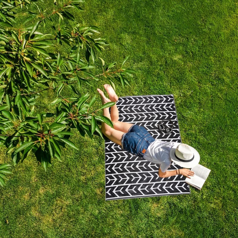 Playa Rug Outdoor Recycled Reversible Plastic Folded Mat/Rug Amsterdam Collection Lightweight & Weather, Water and UV Resistant