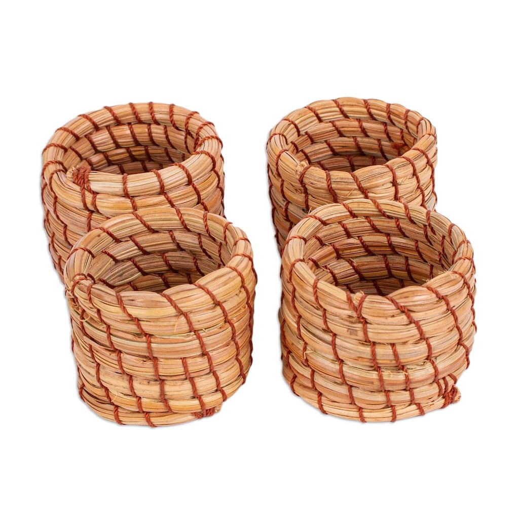 Novica Handmade Taste Of Home Pine Needle Napkin Rings (Set Of 4)