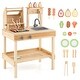 preview thumbnail 4 of 7, Kids Wooden BBQ Grill Playset with Food and Open Storage - 27" x 16" x 35.5"