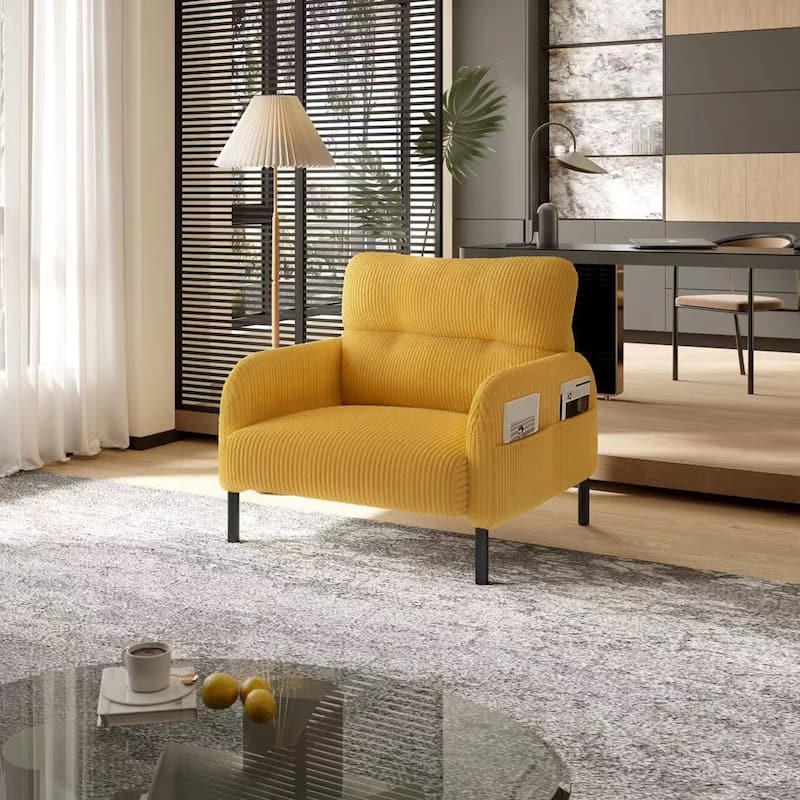 Side Chair Accent Chair Yellow Office Chair, Comfortable Coffee Chair Lobby Chair Padded Chair Sofa Chair - Yellow
