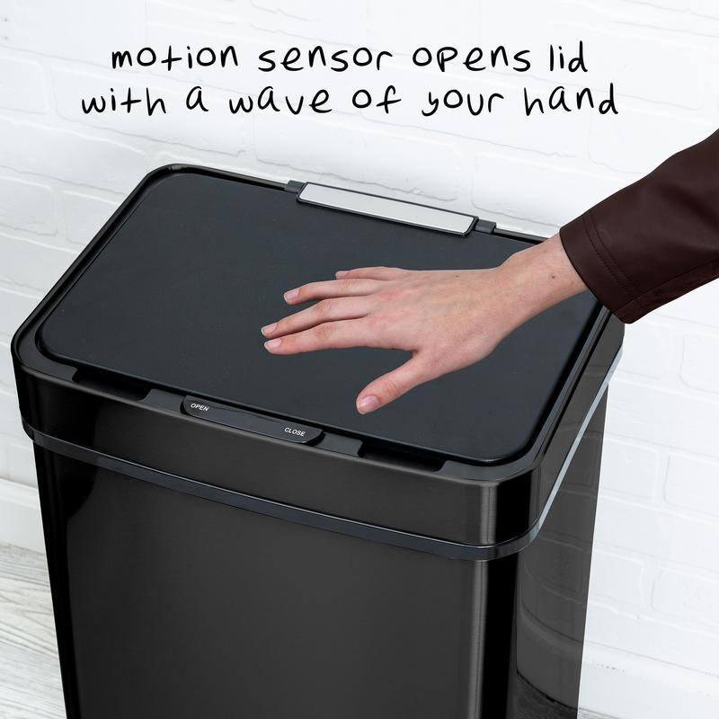 50L Black Stainless Steel Motion Sensor Trash Can