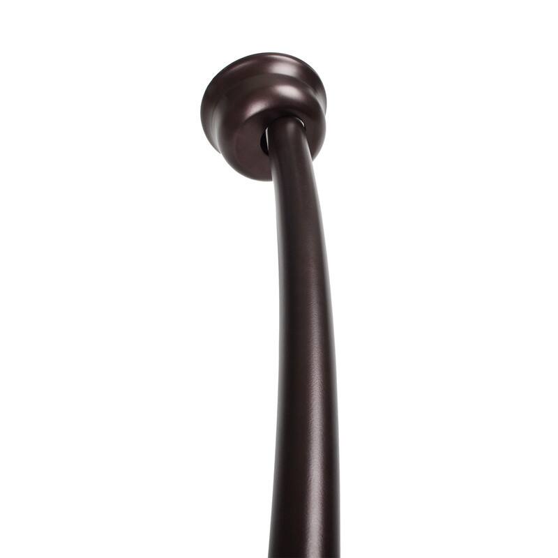 Utopia Alley Rustproof Wall Mounted Single Curved Shower Rod, Aluminum, 45" to 72" Wide, Includes Shower Rings and PEVA Liner