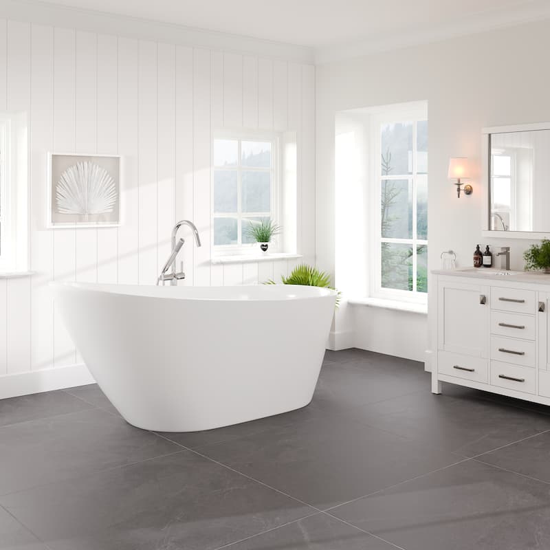 Eviva Luna White Acrylic Slipper Freestanding Bathtub