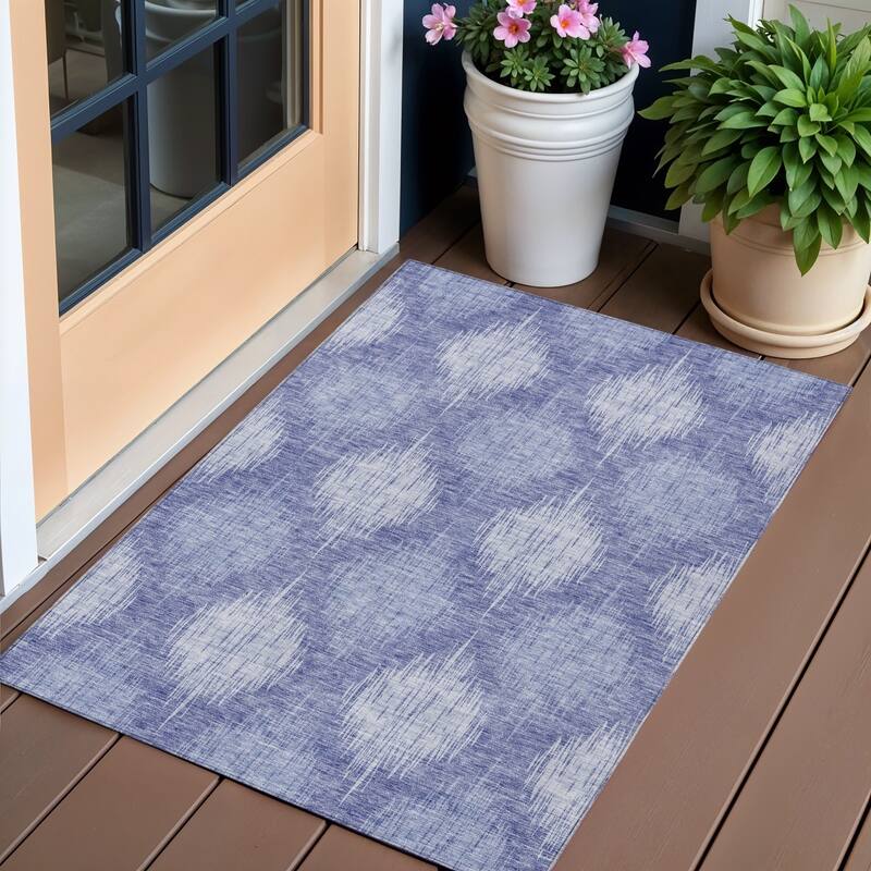 HomeRoots Ikat Transitional Rectangle Outdoor Rug - 3' x 5'