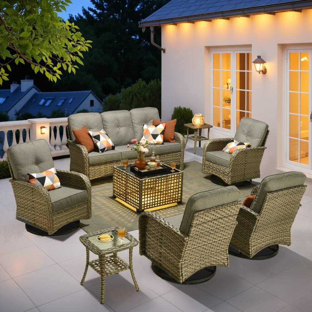 OVIOS 8-piece Patio Wicker Conversation Furniture Set