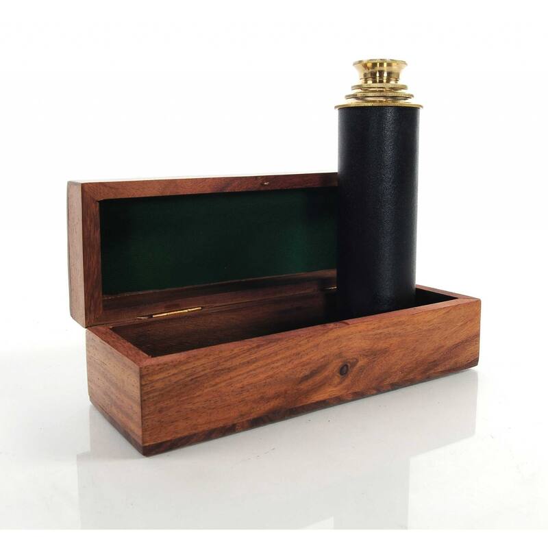 HomeRoots 1.5" X 15" X 1.5" Handheld Telescope In Wood Box - 1.5' X '1.5' X '15