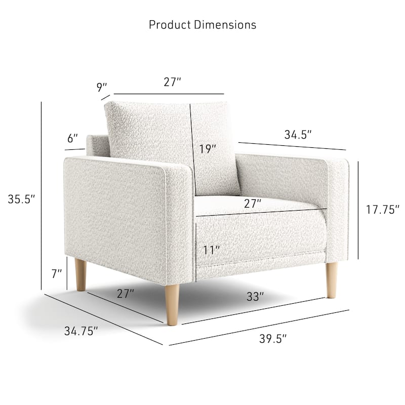 Furniture of America Isidora Contemporary Boucle Sofa Set with Back Pillows and Wooden Legs, 2-Piece or 3-Piece Options
