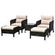 preview thumbnail 10 of 15, Outsunny 5-piece Wicker Patio Chairs, Ottomans, and Coffee Table Set
