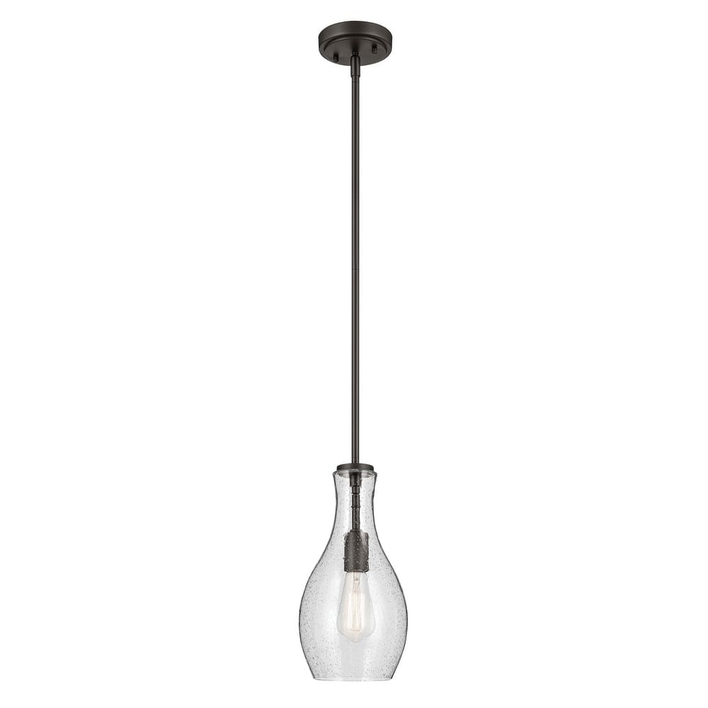 Kichler Lighting Everly 1-Light Bell Pendant Light with Seeded Glass