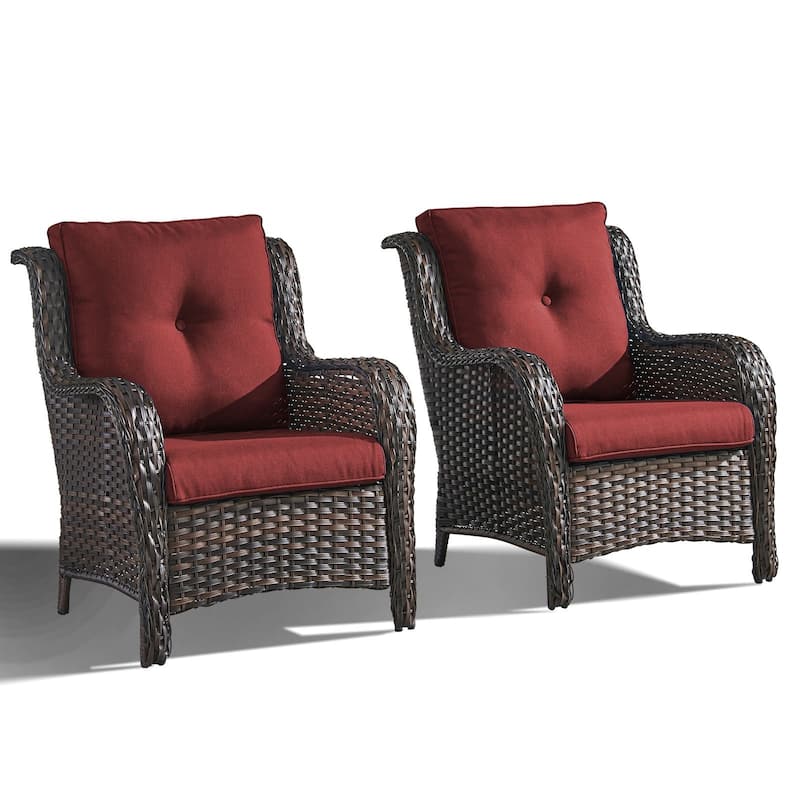 Pocassy 3 Pieces Outdoor Patio Chairs Table with 4 Inch Cushion