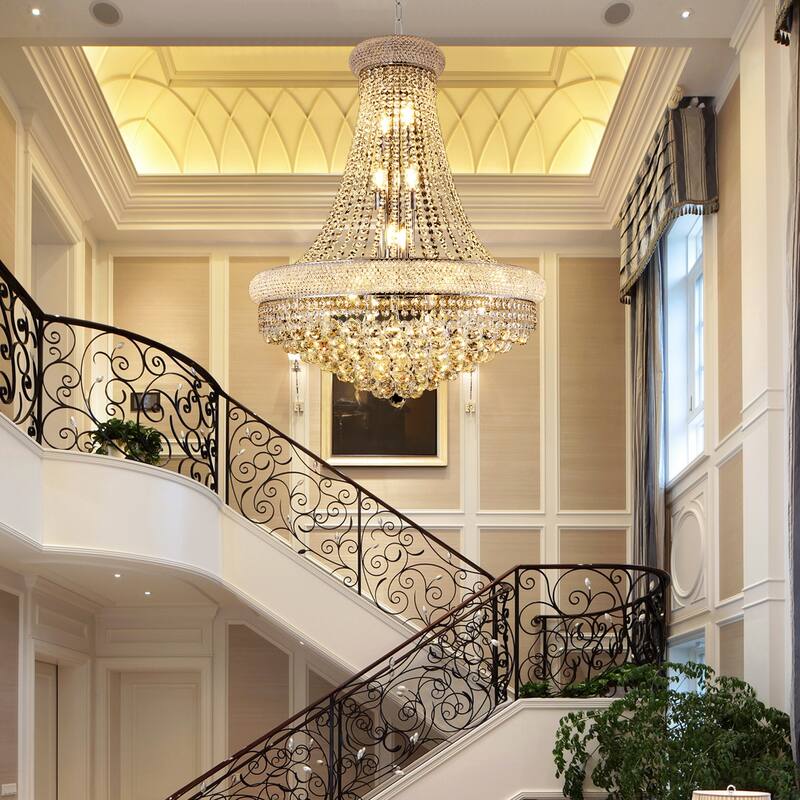 28-Inch Crystal Chandelier, Lighting for Dining Room Modern, Crystal Chandelier Ceiling Light French Empire Crystal Chandelier