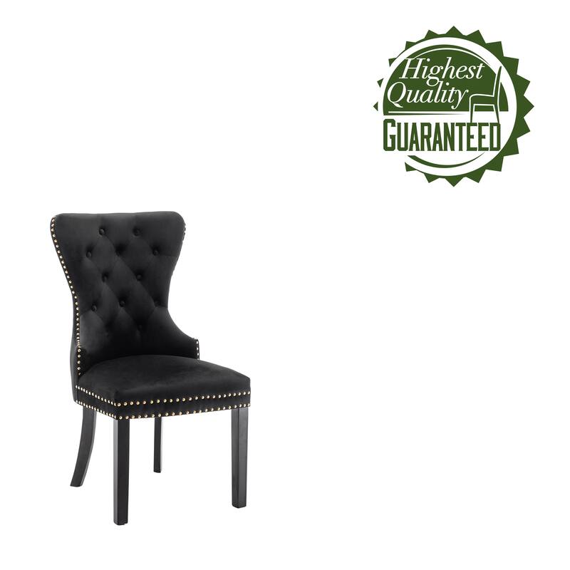 Porthos Home Caja Tufted Velvet Dining Chairs with Rubberwood Legs, Set of 2