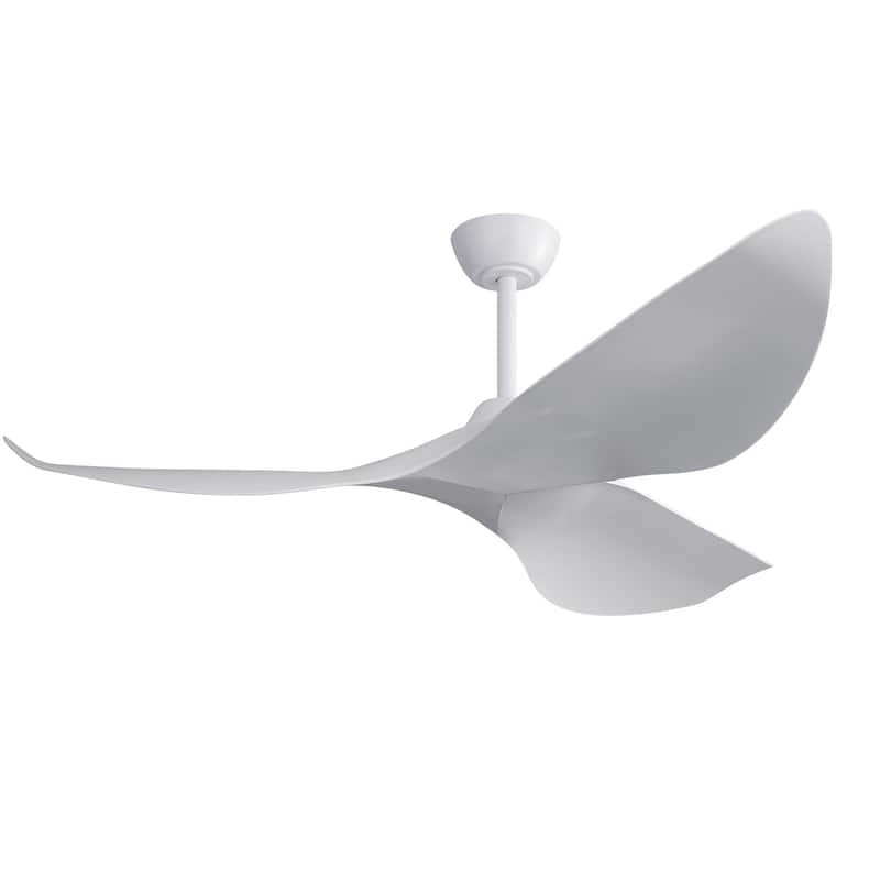 Sofucor 52Inch Ceiling Fan without Light, 6 Wind Speeds with Remote Control for Living Room and Patio - Style-A - White with White ABS Blades
