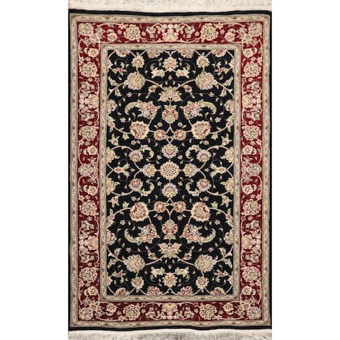Hand Knotted 300 KPSI Sino Black Wool Traditional Oriental Area Rug - 3' x 5'