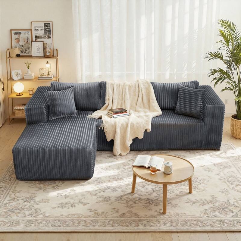 105-in L Casual Gray( Corduroy)-Right Chaise Sectional