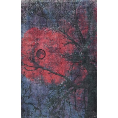 Hand Knotted Oriental Viscose Silk Carpet Modern Pictorial Multi-Colored Abstract Area Rug - 7' 10'' X 5' 6''