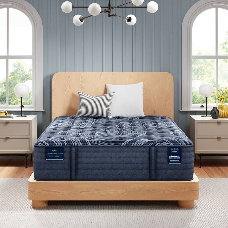 Serta Perfect Sleeper Pro New Paris 15" Latex Hybrid Medium Mattress - Dark Blue