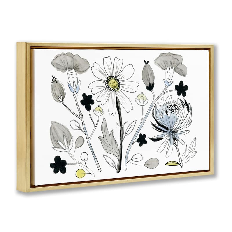 Stupell Simple Drawn Nature Sprigs Framed Floater Canvas Wall Art Design By Ashley Davis