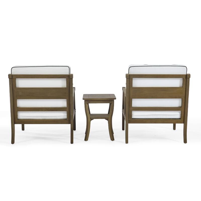 Wood Patio Bistro Set with Water-Resistant Cushions(Set of 3)