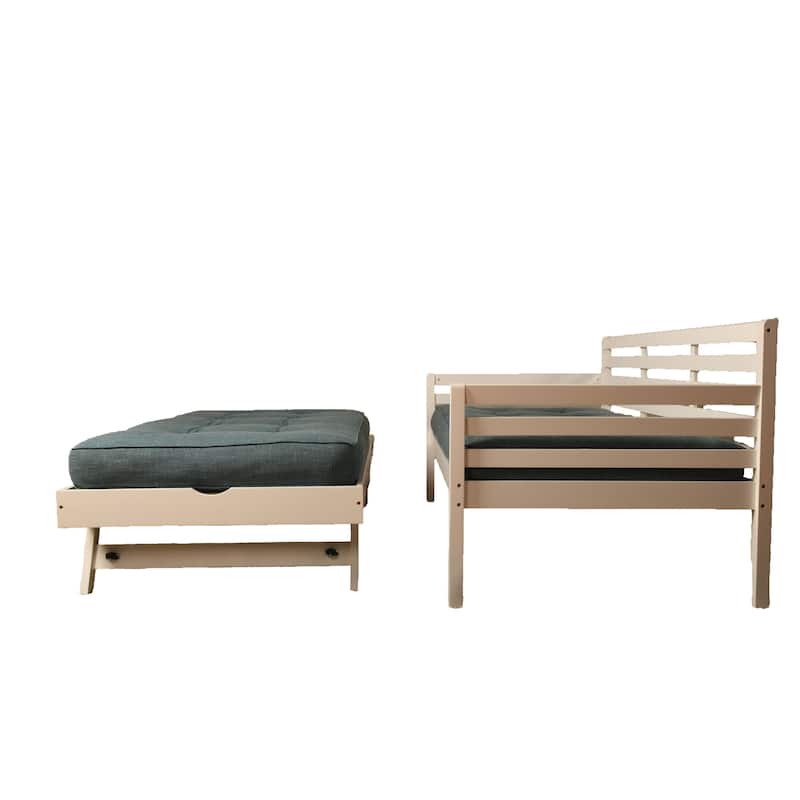 Somette Boho Daybed and Pop Up Bed in White with Mattresses