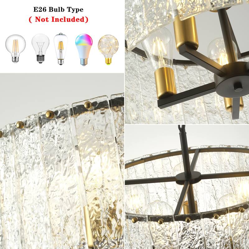 5-Light Modern Round Drum Chandelier, Classic Semi Flush Mount Chandelier, Kitchen Island Pendant Light for Dining Room - N/A