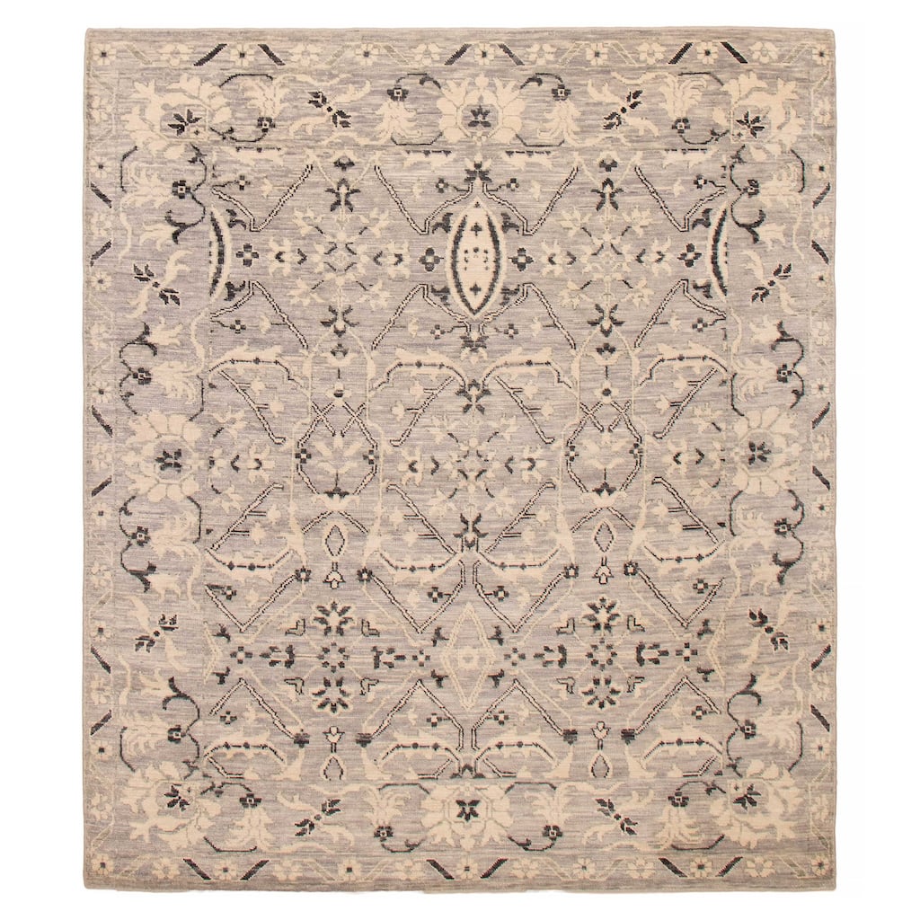ECARPETGALLERY Hand-knotted Modern Oushak Light Grey Wool Rug - 7' 11" x 8' 11"