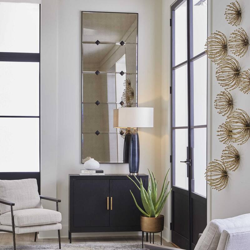 Antique Style Rectangular Wall Mirror - 80" - Black