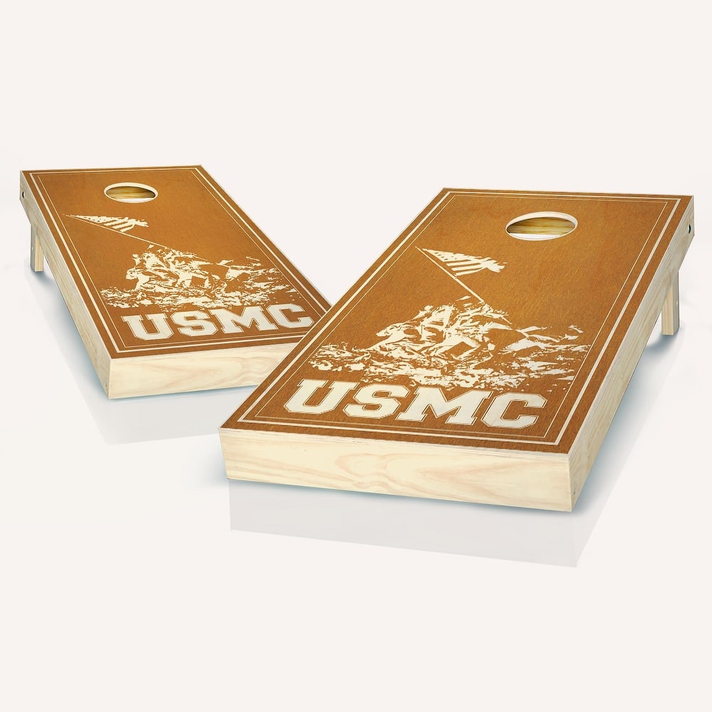 Marines USMC Maple Cornhole Board Outdoor Game Set