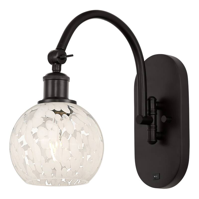 Innovations Lighting 518-1W-12-6-White Mouchette-Indoor Wall Sconce - Oil Rubbed Bronze / White Mouchette