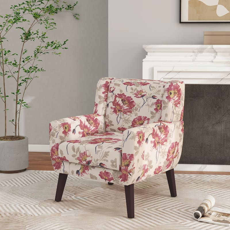 Modern Upholstered Faux Leather Tufted Armchair Linen Accent Chairs - 1-piece Chair - Pattern White/Linen